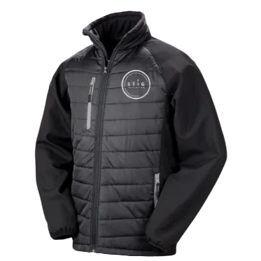 The Stig Initiative - Adult Black Softshell Puffer Jacket (1 logo)
