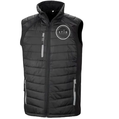 The Stig Initiative - Adult Black Padded Bodywarmer (2 logos)