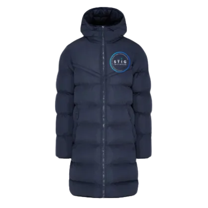 The Stig Initiative - Adult Navy Long Puffer Coat (1 logo)