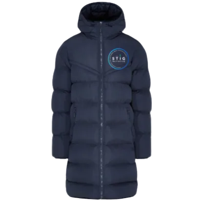The Stig Initiative - Adult Navy Long Puffer Coat (2 logos)