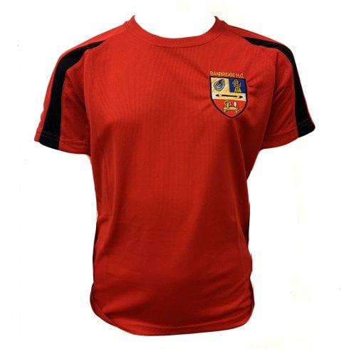 Banbridge Hockey Club Adults Roundneck 2 Tone T Shirt Red Black